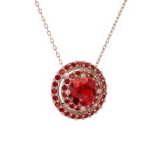 Garnet 18 ayar rose altın kolye (40 cm gümüş rolo zincir)