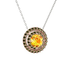 Lyra Kolye - Sitrin ve peridot 8 ayar rose altın kolye (40 cm gümüş rolo zincir) #1i2bvzv