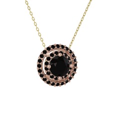 Lyra Kolye - Siyah zirkon 925 ayar rose altın kaplama gümüş kolye (40 cm gümüş rolo zincir) #1jcr6zv