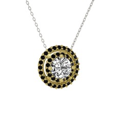 Lyra Kolye - Beyaz zirkon ve siyah zirkon 8 ayar altın kolye (40 cm beyaz altın rolo zincir) #1k6fnuo