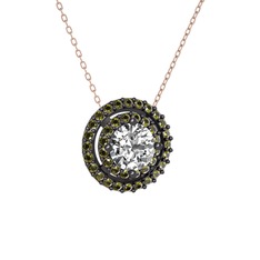 Lyra Kolye - Beyaz zirkon ve peridot 925 ayar siyah rodyum kaplama gümüş kolye (40 cm rose altın rolo zincir) #1netx8u
