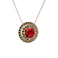 Lyra Kolye - Garnet ve peridot 14 ayar rose altın kolye (40 cm gümüş rolo zincir) #1oh6zfw