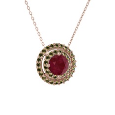 Lyra Kolye - Kök yakut ve peridot 14 ayar rose altın kolye (40 cm gümüş rolo zincir) #1rhu9yt
