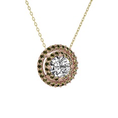 Lyra Kolye - Pırlanta ve peridot 925 ayar rose altın kaplama gümüş kolye (0.92 karat, 40 cm altın rolo zincir) #1ws3cua