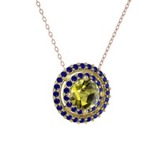 Lyra Kolye - Peridot ve lab safir 8 ayar altın kolye (40 cm rose altın rolo zincir) #1y4hqxl