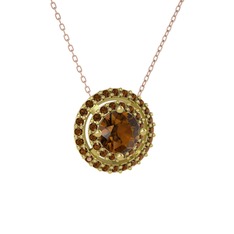 Lyra Kolye - Dumanlı kuvars 14 ayar altın kolye (40 cm gümüş rolo zincir) #3mhixw