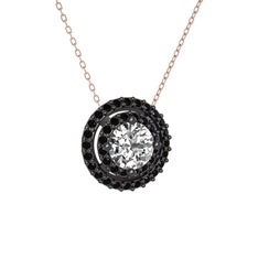 Lyra Kolye - Swarovski ve siyah zirkon 925 ayar siyah rodyum kaplama gümüş kolye (40 cm gümüş rolo zincir) #5kiqyw