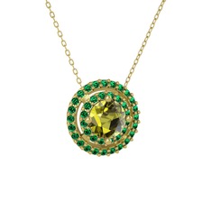 Lyra Kolye - Peridot ve yeşil kuvars 8 ayar altın kolye (40 cm altın rolo zincir) #6b3qp2