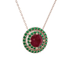 Lyra Kolye - Kök yakut ve yeşil kuvars 14 ayar rose altın kolye (40 cm gümüş rolo zincir) #7xjqnh