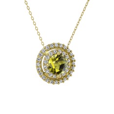 Lyra Kolye - Peridot ve swarovski 925 ayar altın kaplama gümüş kolye (40 cm altın rolo zincir) #inv3fu