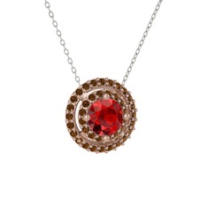 Lyra Kolye - Garnet ve dumanlı kuvars 18 ayar rose altın kolye (40 cm gümüş rolo zincir) #inwfab