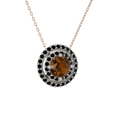 Lyra Kolye - Dumanlı kuvars ve siyah zirkon 925 ayar gümüş kolye (40 cm gümüş rolo zincir) #isou3j