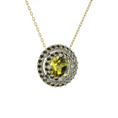 Lyra Kolye - Peridot 8 ayar beyaz altın kolye (40 cm altın rolo zincir) #pufmza