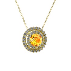 Lyra Kolye - Sitrin ve pırlanta 18 ayar altın kolye (0.351 karat, 40 cm altın rolo zincir) #rnw2oe