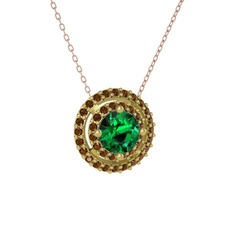 Lyra Kolye - Yeşil kuvars ve dumanlı kuvars 925 ayar altın kaplama gümüş kolye (40 cm rose altın rolo zincir) #u885el
