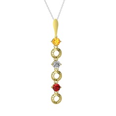 Leilani Kolye - Sitrin, beyaz zirkon ve garnet 8 ayar altın kolye (40 cm gümüş rolo zincir) #1jrmygg