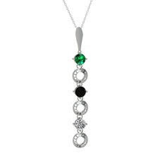 Leilani Kolye - Yeşil kuvars, siyah zirkon ve beyaz zirkon 925 ayar gümüş kolye (40 cm gümüş rolo zincir) #1re9dqy