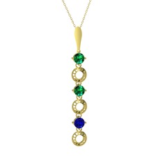 Leilani Kolye - Yeşil kuvars ve lab safir 8 ayar altın kolye (40 cm gümüş rolo zincir) #1rinh5j
