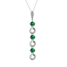 Leilani Kolye - Yeşil kuvars 14 ayar beyaz altın kolye (40 cm gümüş rolo zincir) #1t0a8en