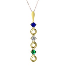 Leilani Kolye - Lab safir, beyaz zirkon ve yeşil kuvars 8 ayar altın kolye (40 cm rose altın rolo zincir) #1uqfykq