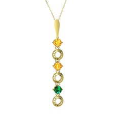Leilani Kolye - Sitrin ve yeşil kuvars 925 ayar altın kaplama gümüş kolye (40 cm altın rolo zincir) #965xxu