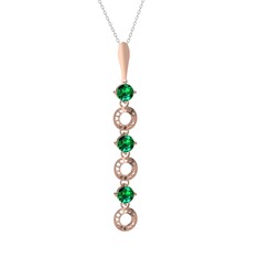 Leilani Kolye - Yeşil kuvars 925 ayar rose altın kaplama gümüş kolye (40 cm gümüş rolo zincir) #enx6ut