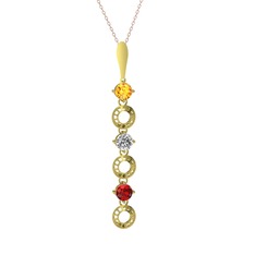 Leilani Kolye - Sitrin, beyaz zirkon ve garnet 925 ayar altın kaplama gümüş kolye (40 cm rose altın rolo zincir) #i0s2oa