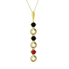 Leilani Kolye - Siyah zirkon ve garnet 8 ayar altın kolye (40 cm altın rolo zincir) #k44rw1