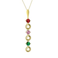 Leilani Kolye - Garnet, pembe kuvars ve yeşil kuvars 925 ayar altın kaplama gümüş kolye (40 cm altın rolo zincir) #wddjqa