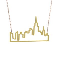New York Kolye - 925 ayar altın kaplama gümüş kolye (40 cm rose altın rolo zincir) #eaxbrd
