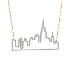 New York Kolye - 14 ayar beyaz altın kolye (40 cm gümüş rolo zincir) #mdexm5