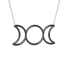 Liliith Kolye - 925 ayar siyah rodyum kaplama gümüş kolye (40 cm rose altın rolo zincir) #hyvtgp