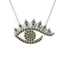 Ezra Göz Kolye - Peridot 925 ayar gümüş kolye (40 cm rose altın rolo zincir) #19n7mr0