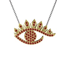 Ezra Göz Kolye - Garnet 8 ayar altın kolye (40 cm gümüş rolo zincir) #1lfojxg