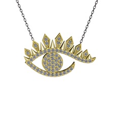Ezra Göz Kolye - Pırlanta 14 ayar altın kolye (0.1672 karat, 40 cm gümüş rolo zincir) #1mncmum