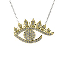 Ezra Göz Kolye - Pırlanta 925 ayar altın kaplama gümüş kolye (0.1672 karat, 40 cm beyaz altın rolo zincir) #1nxk8sl