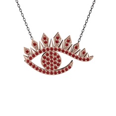 Ezra Göz Kolye - Garnet 925 ayar rose altın kaplama gümüş kolye (40 cm gümüş rolo zincir) #8y1sec