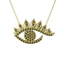 Ezra Göz Kolye - Peridot 18 ayar altın kolye (40 cm gümüş rolo zincir) #ajheef
