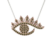 Ezra Göz Kolye - Peridot 8 ayar rose altın kolye (40 cm gümüş rolo zincir) #p9ngpy
