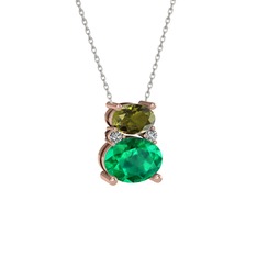 Thea Kolye - Peridot, yeşil kuvars ve swarovski 8 ayar rose altın kolye (40 cm beyaz altın rolo zincir) #qe73at