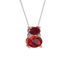 Thea Kolye - Kök yakut, garnet ve swarovski 18 ayar rose altın kolye (40 cm beyaz altın rolo zincir) #t5a8al