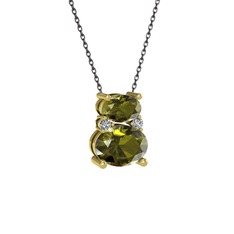 Thea Kolye - Peridot ve swarovski 8 ayar altın kolye (40 cm gümüş rolo zincir) #uzf1wg