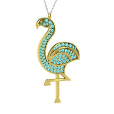 Isla Flamingo Kolye - Akuamarin 8 ayar altın kolye (40 cm beyaz altın rolo zincir) #108s7lj
