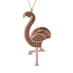 Isla Flamingo Kolye - Dumanlı kuvars 14 ayar rose altın kolye (40 cm rose altın rolo zincir) #10ver9m