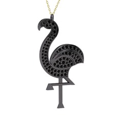 Isla Flamingo Kolye - Siyah zirkon 925 ayar siyah rodyum kaplama gümüş kolye (40 cm altın rolo zincir) #12lev9f