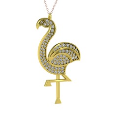 Isla Flamingo Kolye - Beyaz zirkon 8 ayar altın kolye (40 cm rose altın rolo zincir) #16jlws8