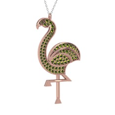 Isla Flamingo Kolye - Peridot 18 ayar rose altın kolye (40 cm beyaz altın rolo zincir) #183y70g