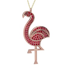 Isla Flamingo Kolye - Rodolit garnet 8 ayar rose altın kolye (40 cm altın rolo zincir) #1aty9uu