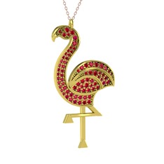 Isla Flamingo Kolye - Rodolit garnet 8 ayar altın kolye (40 cm rose altın rolo zincir) #1b0jt91