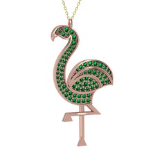 Isla Flamingo Kolye - Yeşil kuvars 14 ayar rose altın kolye (40 cm gümüş rolo zincir) #1cf2cse